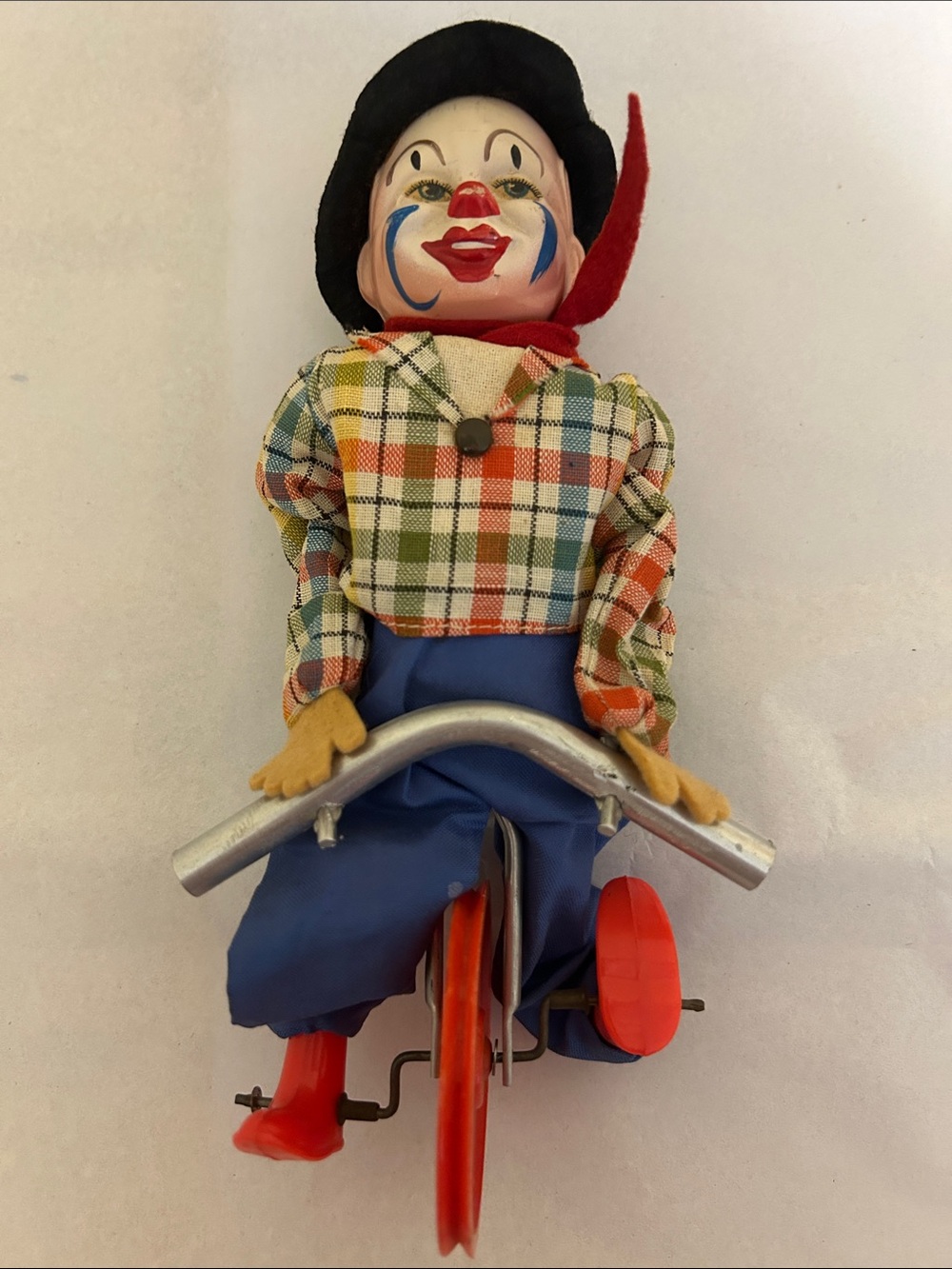 Vintage 1950’s Feco Circus Clown Tricycle Pull-String Toy - Multicolor